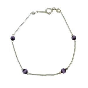 Purple Cat's Liquid Silver Eye Bracelet | Sterling Silver 925 | 7"